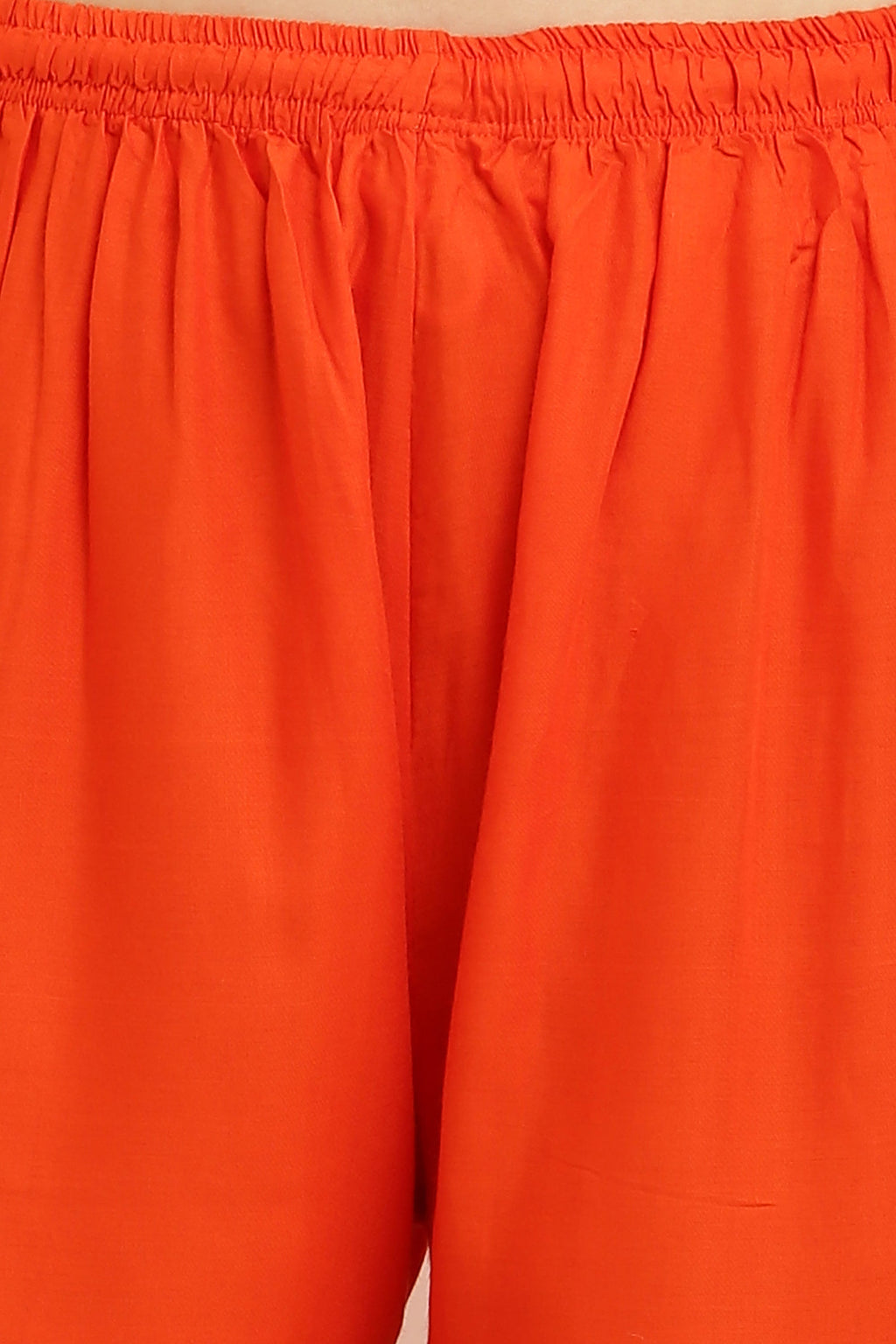 PAVONINE Orange Color Straight Fit Rayon Fabric Palazzo