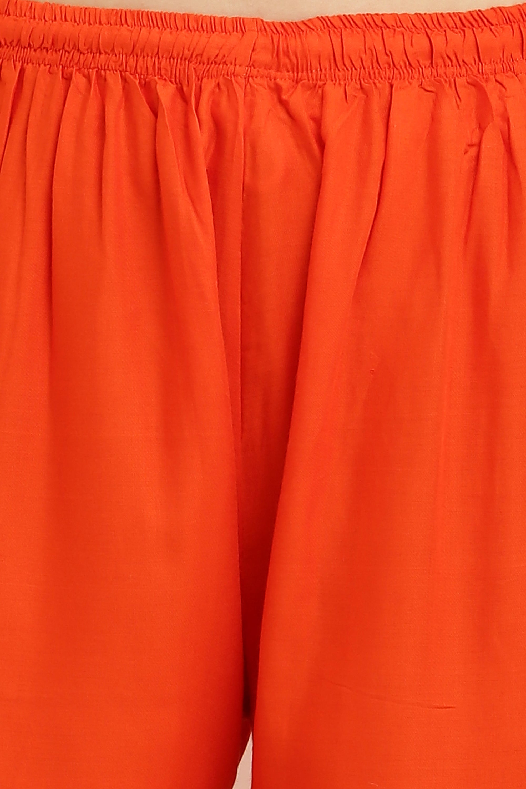 PAVONINE Orange Color Straight Fit Rayon Fabric Palazzo