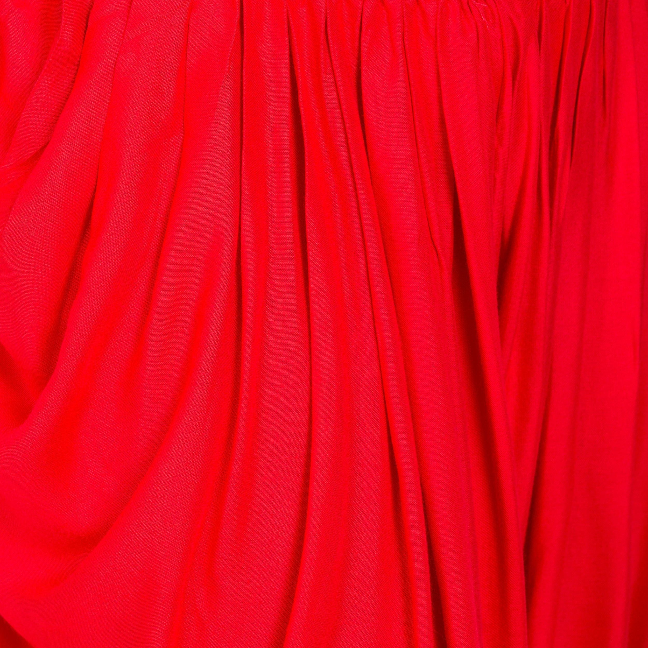 PAVONINE Red Color Solid Beetel Rayon Fabric Patiala For Women & Girls