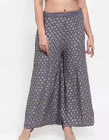 PAVONINE Grey Color Rayon Fabric Sun Print Palazzo For Women