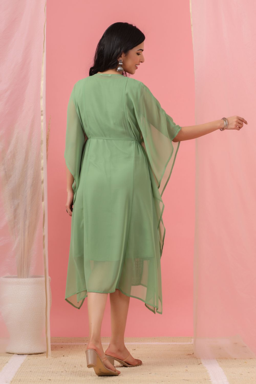 Juniper Womens Sagegreen Embroidered Kaftan