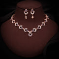 Tehzeeb Creations Gold-Polished Lavender Diamond Necklace With Earrings
