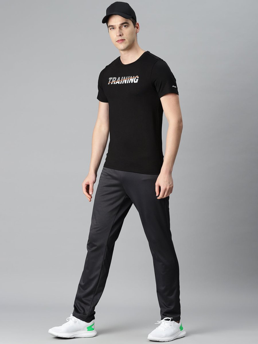 Alcis Men Typography Printed Anti Static Slim Fit Sports T-shirt