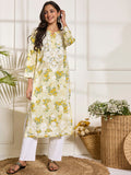 HOUSE OF KARI Floral Embroidered Chikankari Pure Cotton Kurta