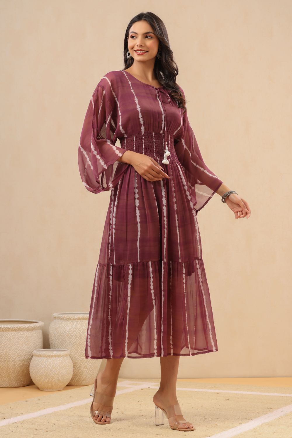 Juniper Womens Purple Chiffon Midi Dress