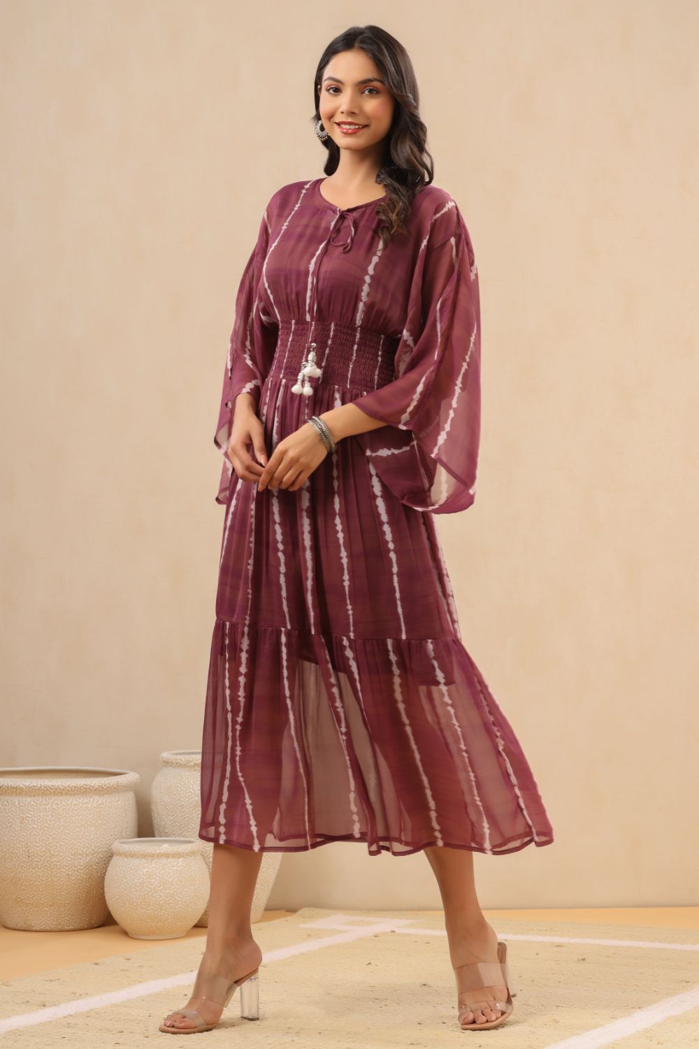Juniper Womens Purple Chiffon Midi Dress