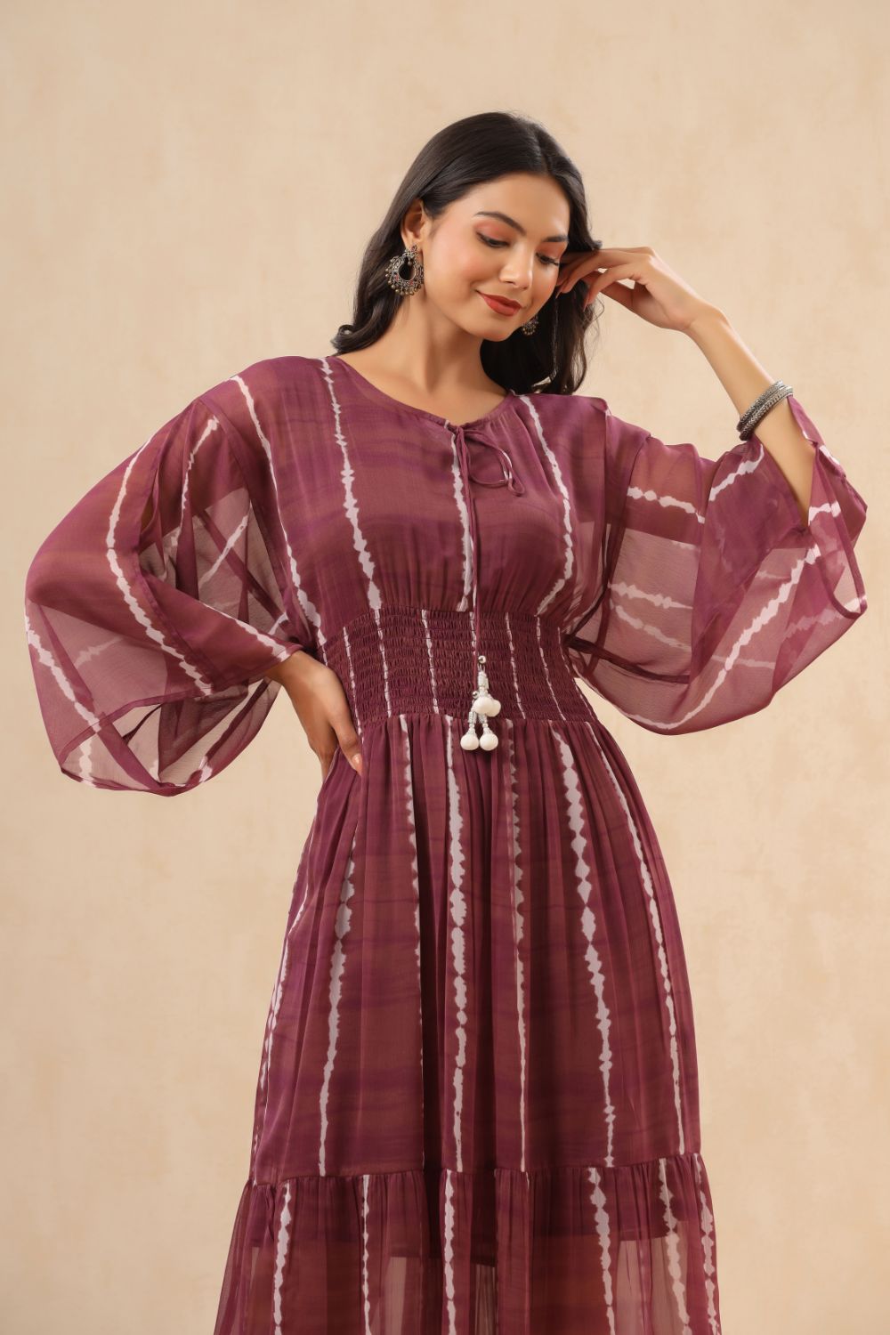 Juniper Womens Purple Chiffon Midi Dress