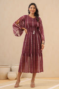 Juniper Womens Purple Chiffon Midi Dress