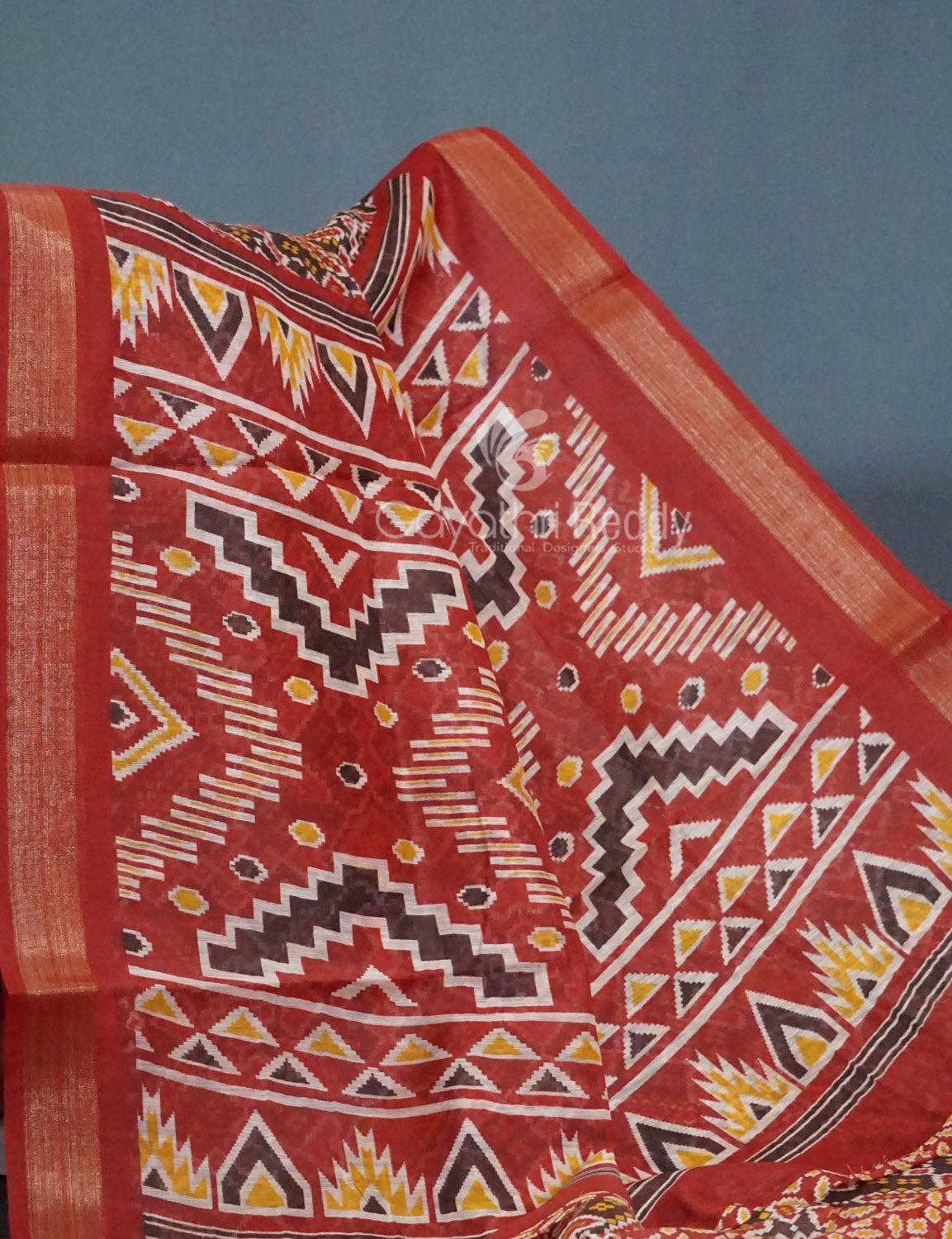 Shades of Brown Colour Patola Print Semi Chanderi Saree By Gayathri Reddy Designer Studio