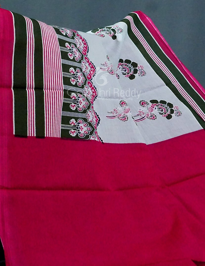Block Print Light Pista Coloured Mulmul Cotton Saree By Gayathri Reddy Designer Studio