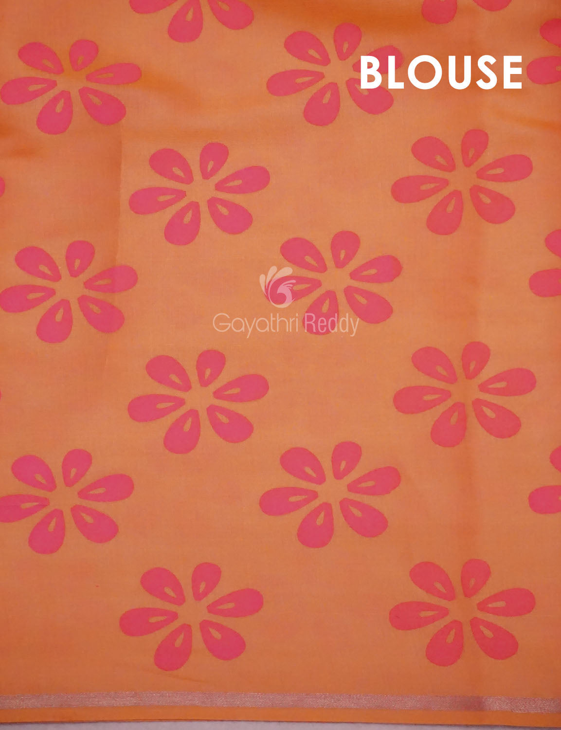 Neon Orange Colour Chanderi Block Print Saree By Gayathri Reddy Designer Studio
