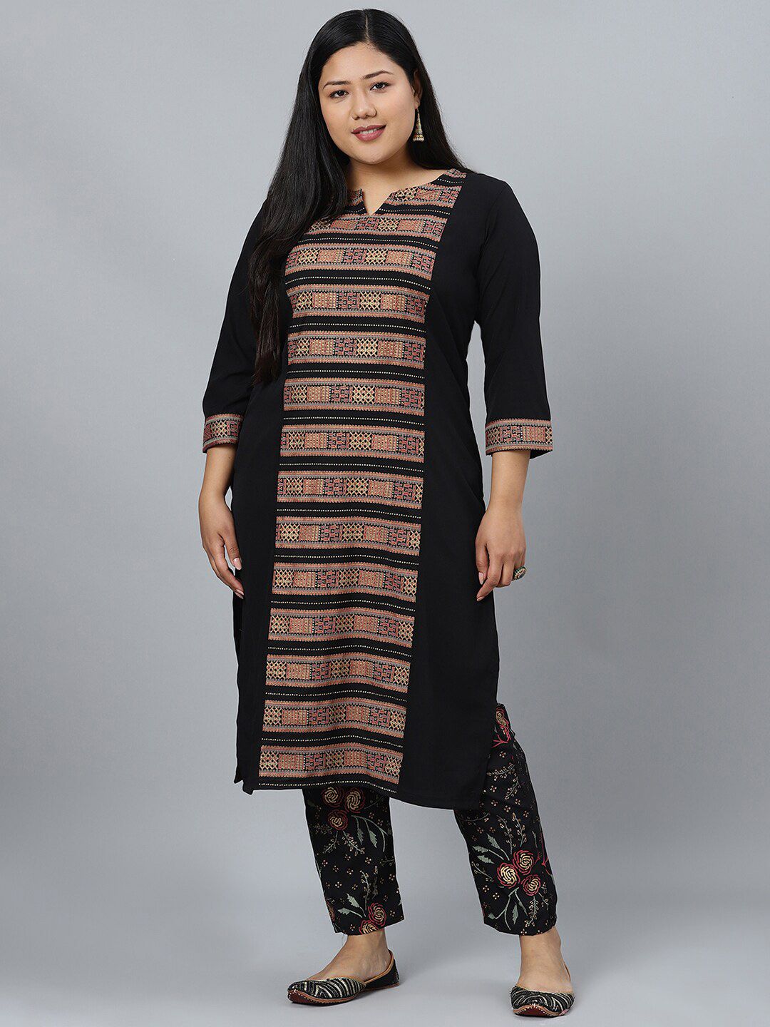 Sztori Geometric Printed Straight Kurta with Pant