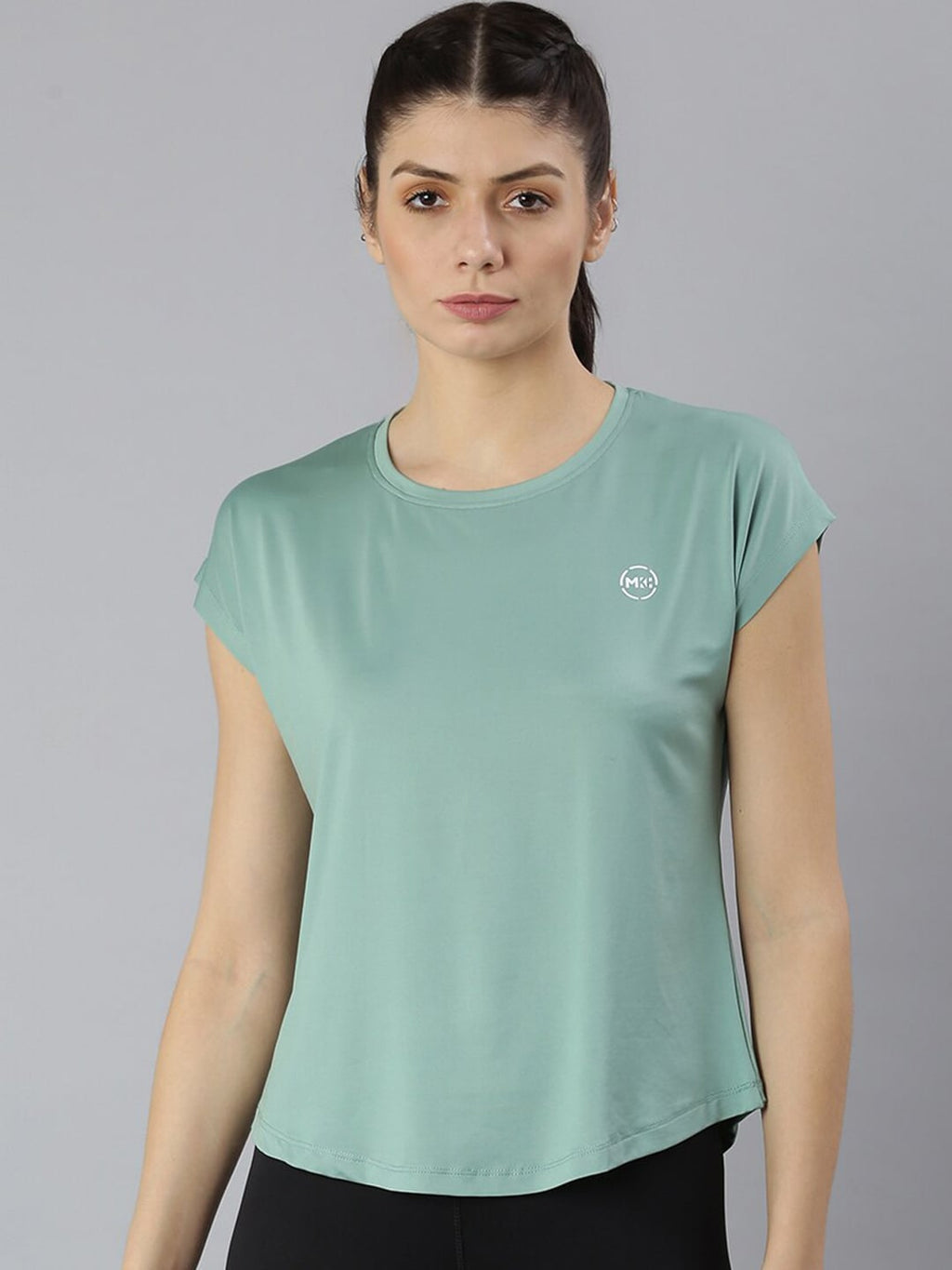 MKH Women Green Extended Sleeves Dri-FIT Sports T-shirt