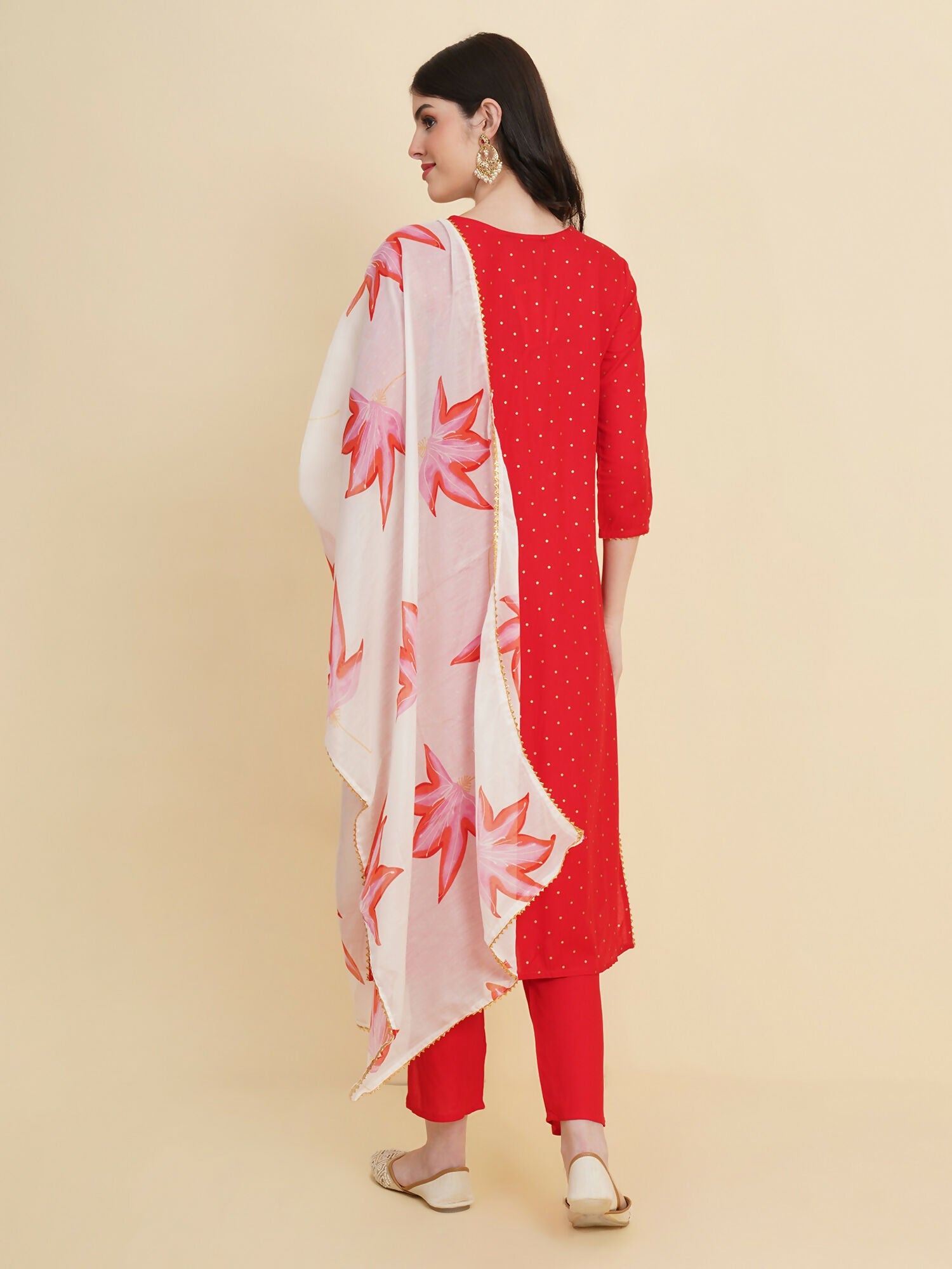 Designer Stylish Red rayon Stitched Suit With Dupatta - Tanisha