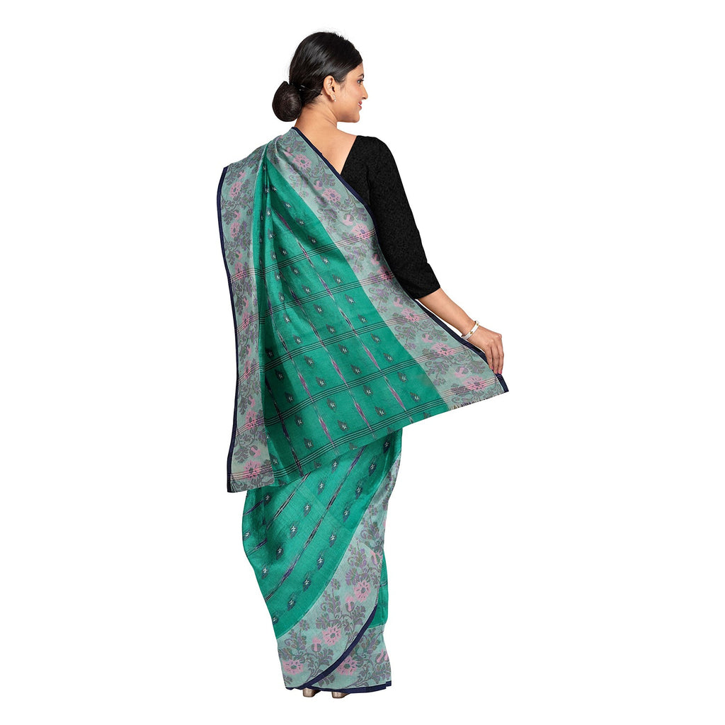 Exclusive Collection 100% Pure Cotton Green Tant Saree With Hand Weaving Work