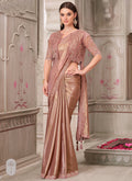 Vegaa Fashion Rose Gold Embroidered Traditional Wedding Saree