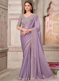 Vegaa Fashion Lavender Embroidered Traditional Wedding Saree