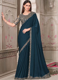 Vegaa Fashion Turquoise Embroidered Traditional Wedding Saree