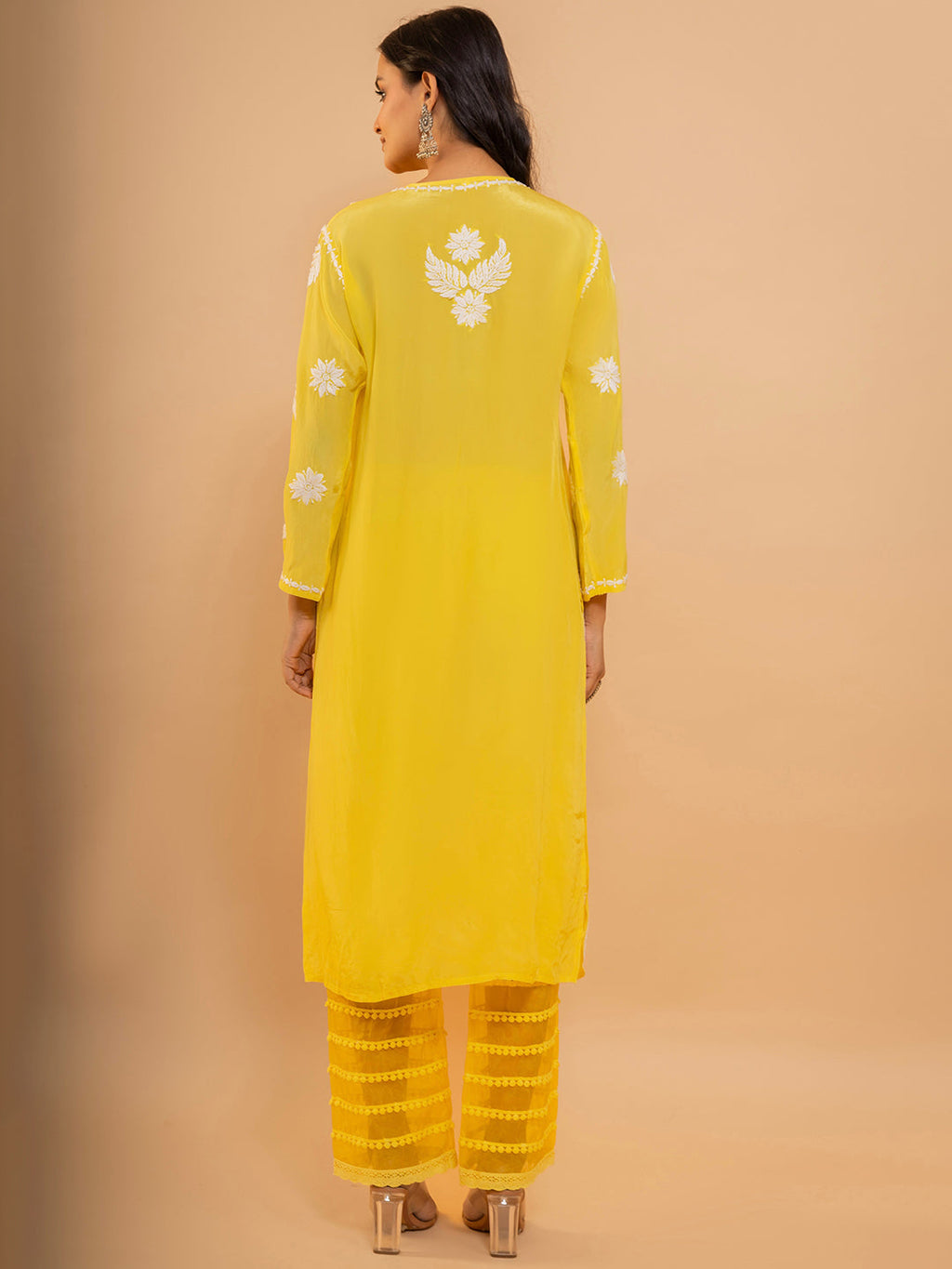 HOUSE OF KARI Floral Embroidered Chikankari Kurta