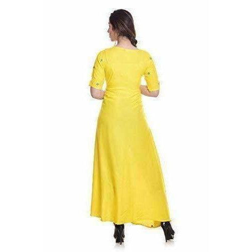 Yellow Color - Long Embroidered Kurti