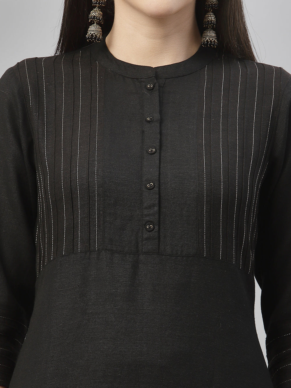 Juniper Black Rayon Festive Solid Straight Kurta For Women