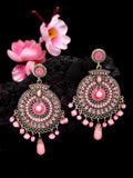 Shining Diva Pink Circular Drop Earrings