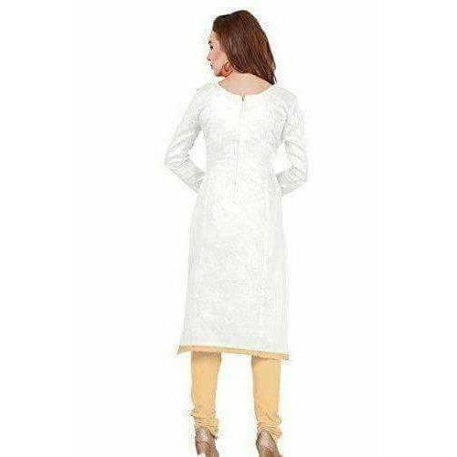 Cotton Embroidered Unstitched Salwar Suit - White