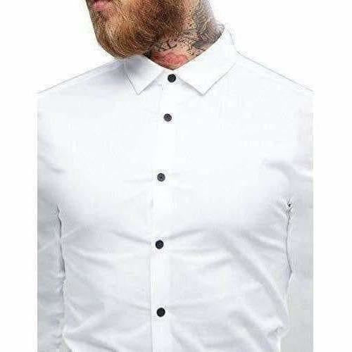 Men's Contrast Button Slim Fit Formal Shirt