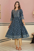 Juniper Teal Rayon Festive Handwork Sequence Anarkali Kurta For Women