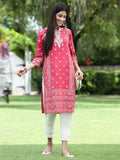 Juniper Women Fuchsia Rayon Festive Embroidered Straight Kurta