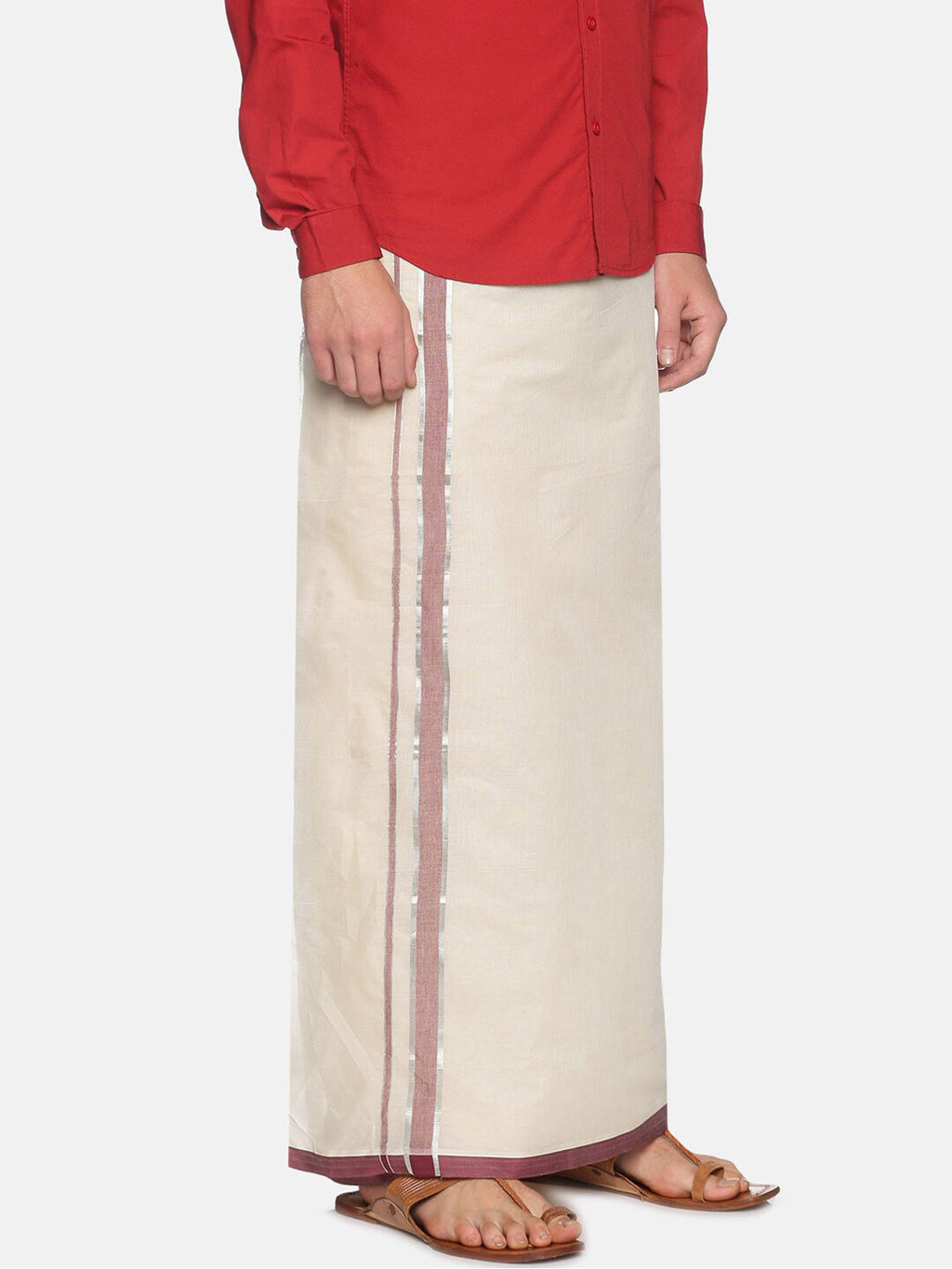 Sethukrishna Men Off White Traditional Kerala Double Mundu