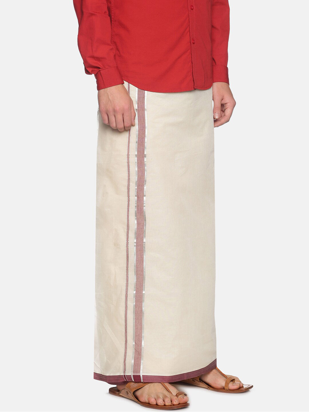 Sethukrishna Men Off White Traditional Kerala Double Mundu