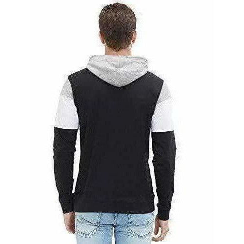 Men's Stylish Full Sleeve Grey, White, Black Hooded T-Shirt