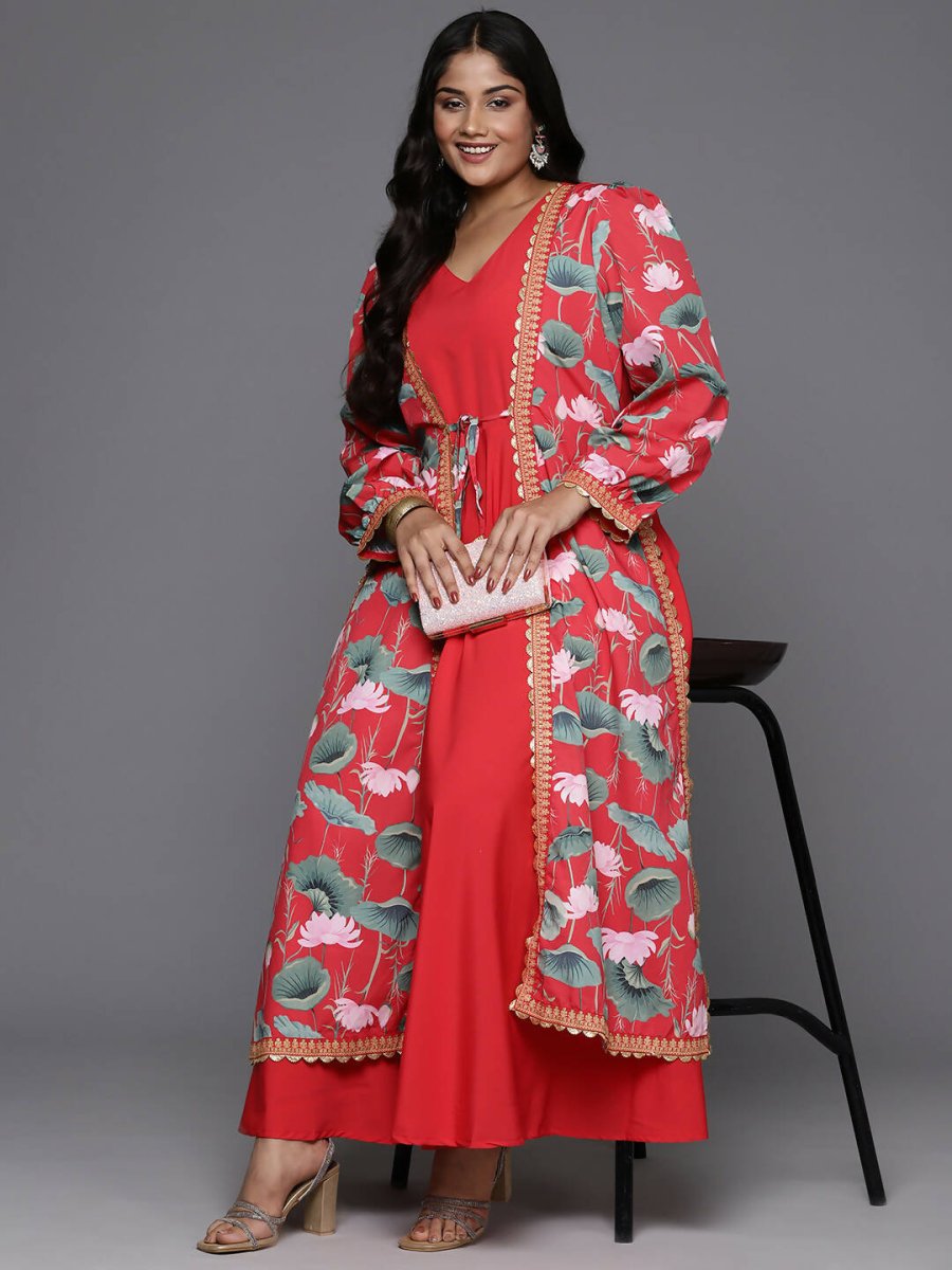 Ahalyaa Women's Traditional wear Ethnic Dress - Red