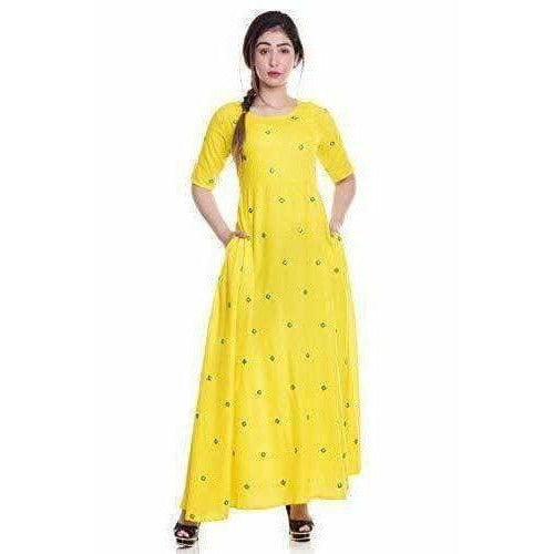 Yellow Color - Long Embroidered Kurti