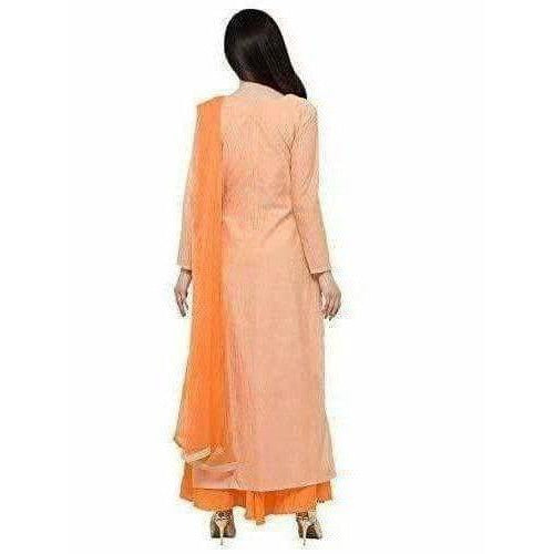 Chanderi Silk Unstitched Peach Color Dress Material