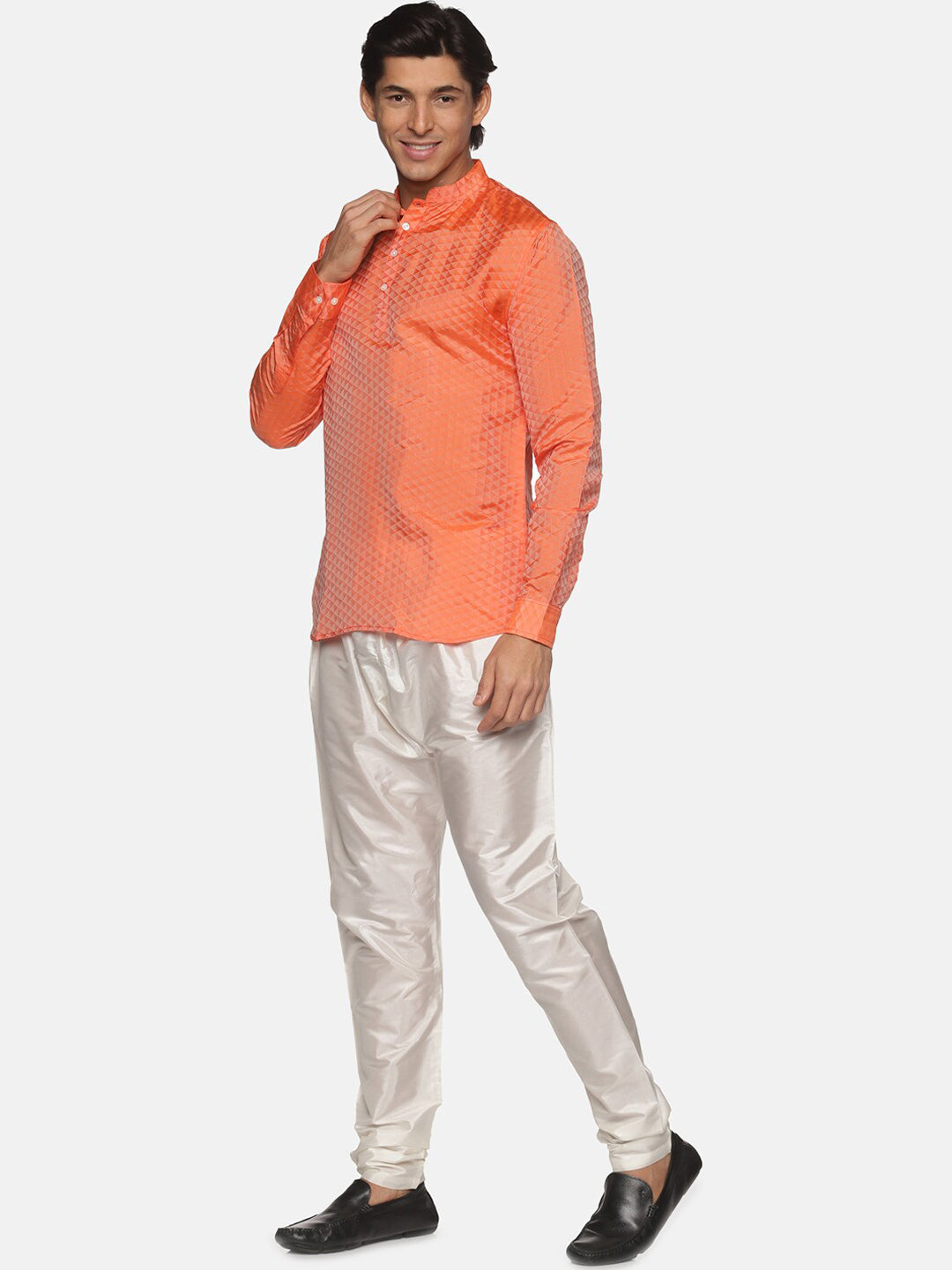 Sethukrishna Mens Orange Kurta with Pyjamas