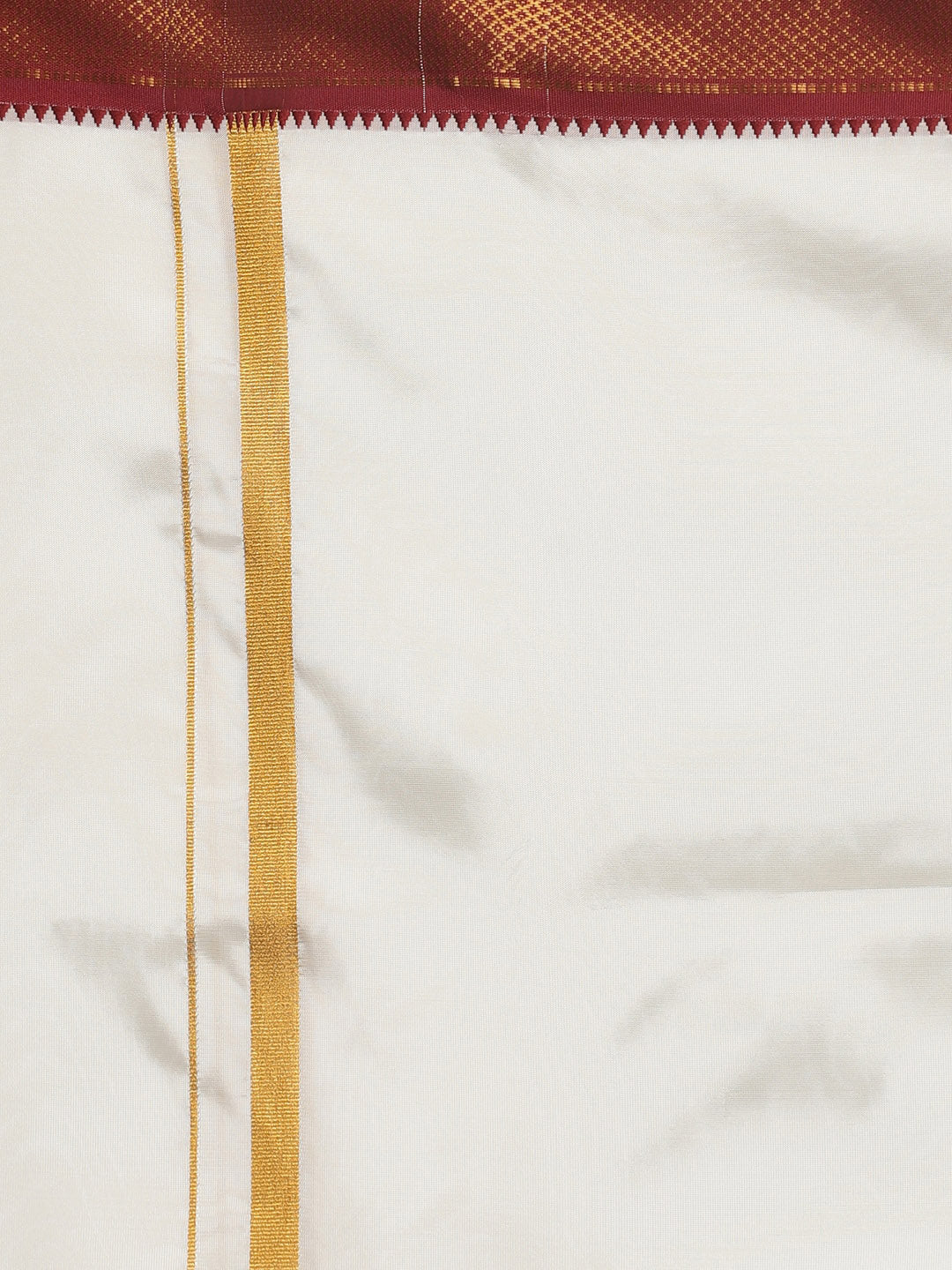 Sethukrishna Men Cream-Coloured Solid Dhotis With Angavastram