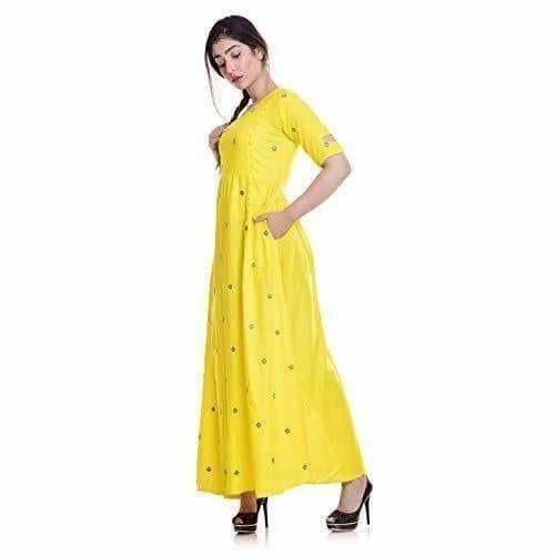 Yellow Color - Long Embroidered Kurti