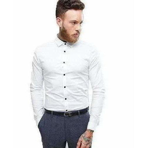 Men's Contrast Button Slim Fit Formal Shirt