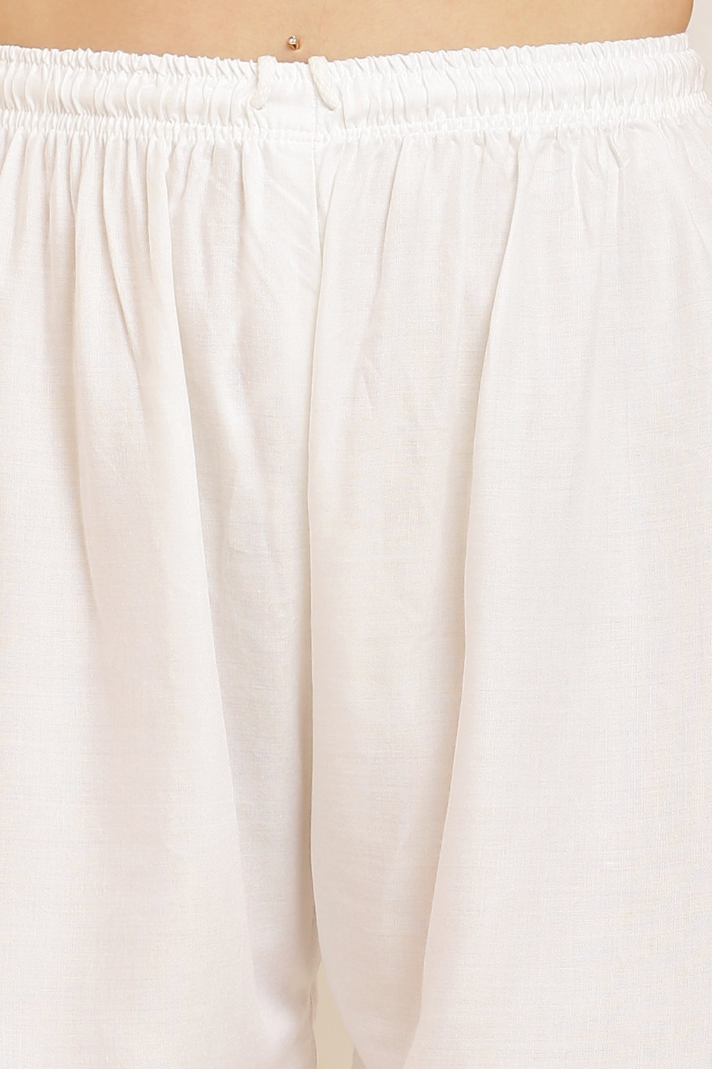 PAVONINE White Color Straight Fit Rayon Fabric Palazzo