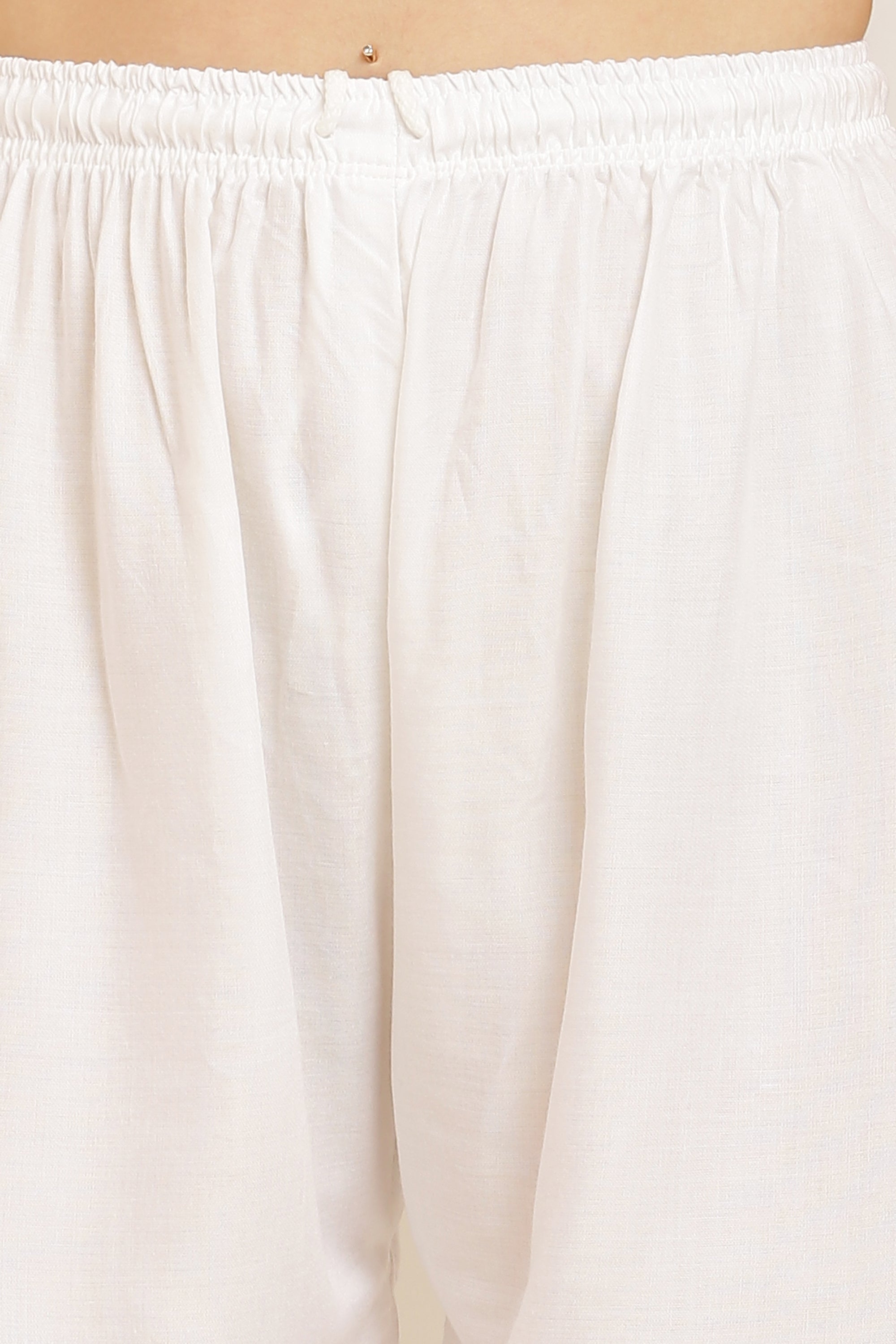 PAVONINE White Color Straight Fit Rayon Fabric Palazzo