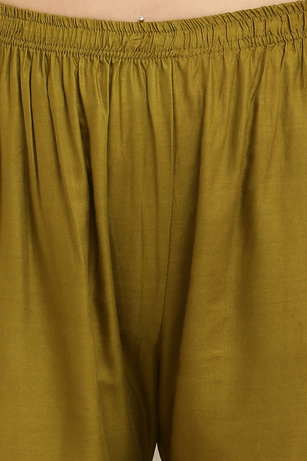 PAVONINE Mehandi Green Color Straight Fit Rayon Fabric Palazzo
