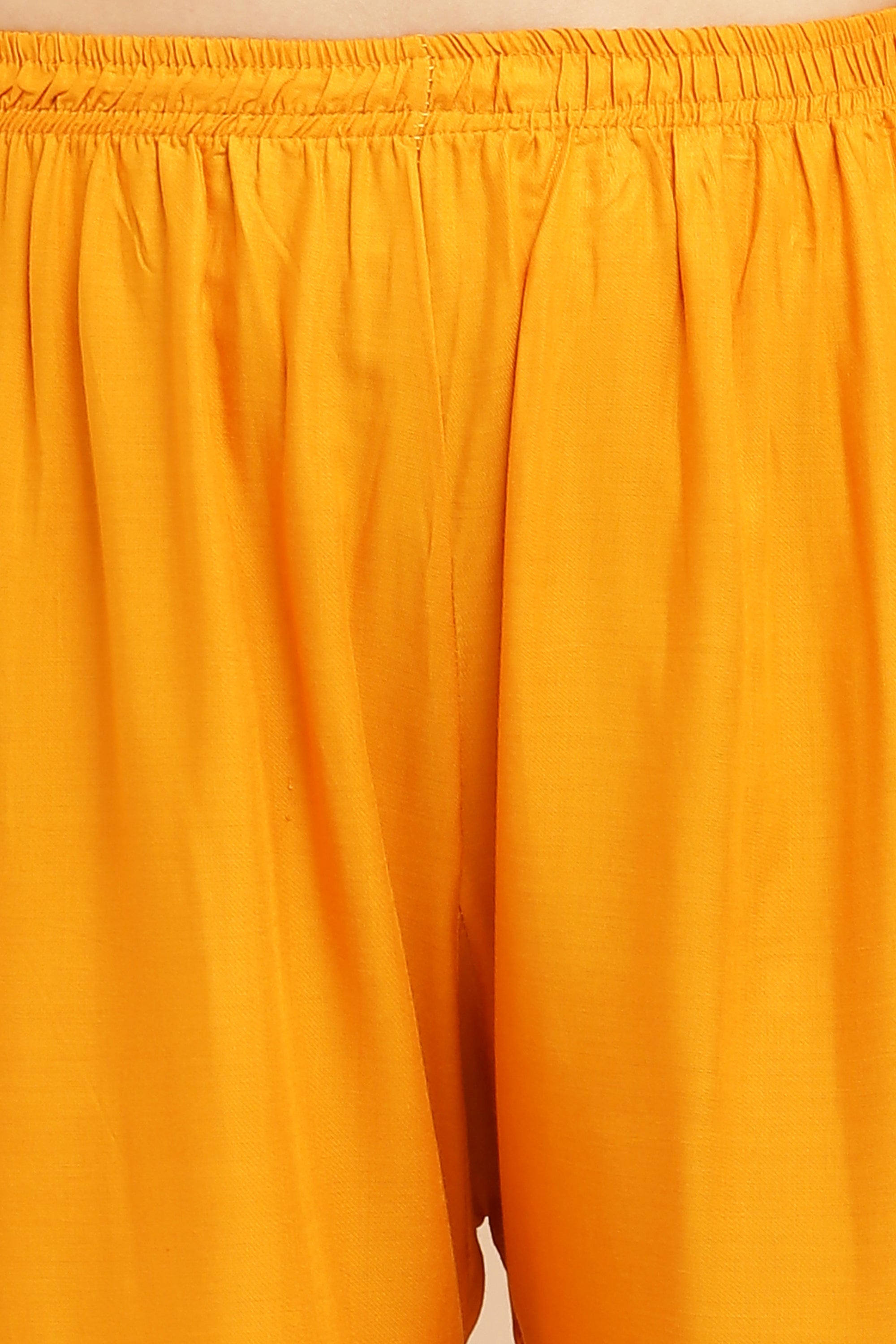 PAVONINE Mustard Color Straight Fit Rayon Fabric Palazzo
