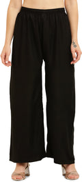 PAVONINE Black Color Straight Fit Rayon Fabric Palazzo