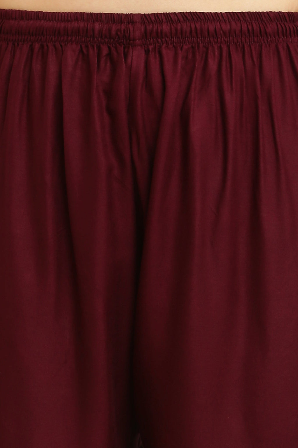 PAVONINE Wine Color Straight Fit Rayon Fabric Palazzo