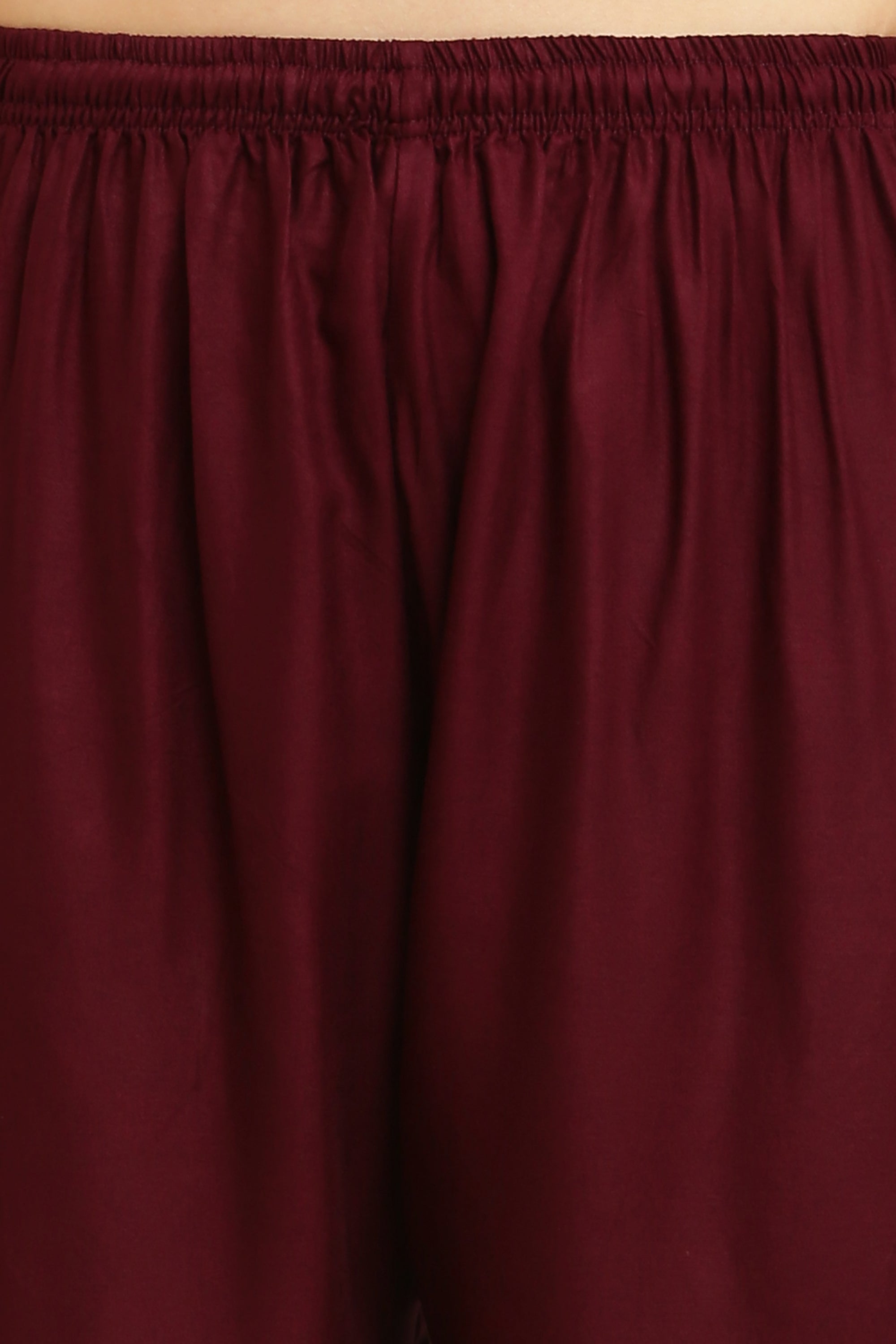 PAVONINE Wine Color Straight Fit Rayon Fabric Palazzo