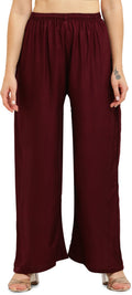 PAVONINE Wine Color Straight Fit Rayon Fabric Palazzo