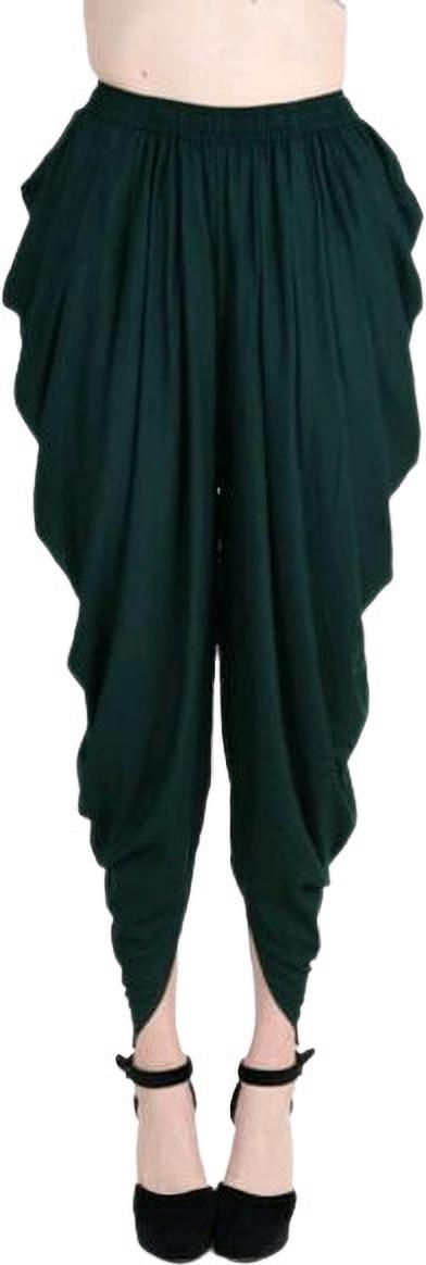 PAVONINE Bottle Green Color Solid Beetel Rayon Fabric Patiala For Women & Girls