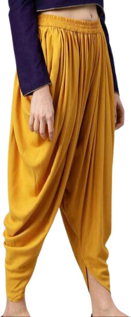 PAVONINE Mustard Color Solid Beetel Rayon Fabric Patiala For Women & Girls